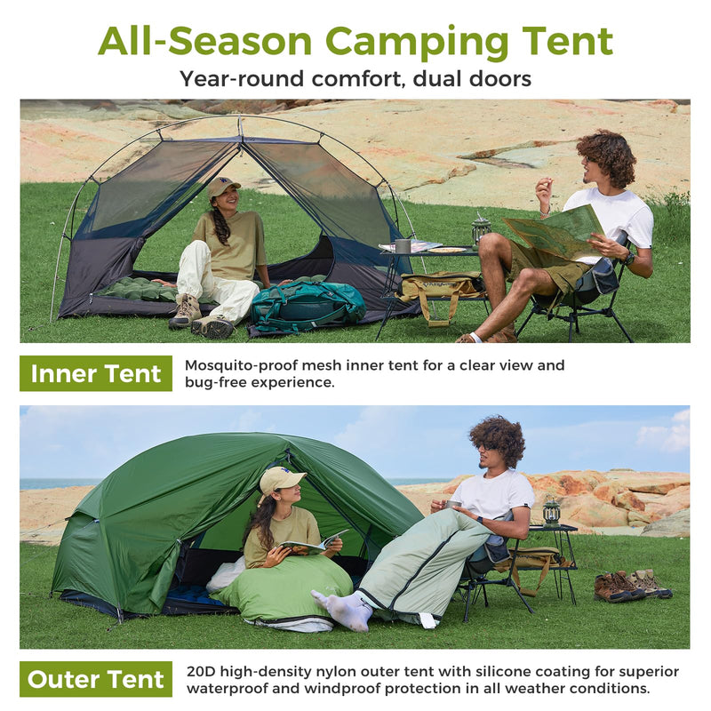 Load image into Gallery viewer, ATEPA Ultralight 1-Person Backpacking Tent for Hiking, Bikepacking &amp; Motorcycle Camping
