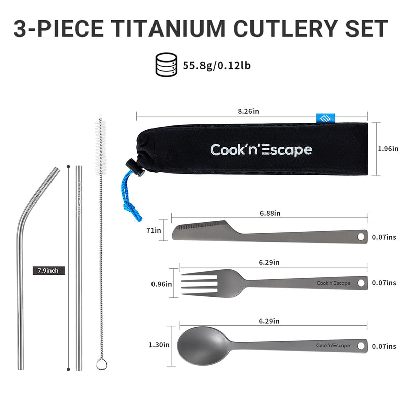 Load image into Gallery viewer, Cook'n'Escape Titanium Tableware Set Camping Cooking Utensils Set
