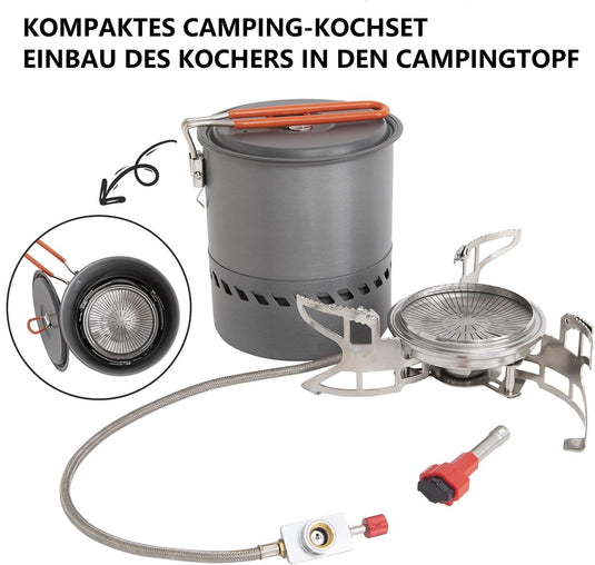 BULIN Camping Cooking Pot with Heat Exchanger 1.5L & Burner Camping Gas Stove
