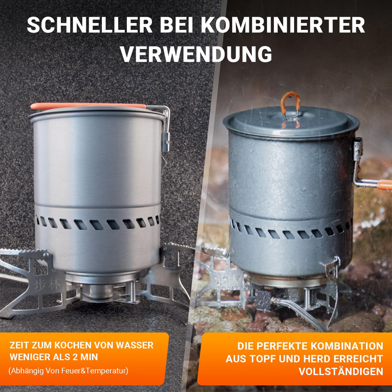 Load image into Gallery viewer, BULIN Camping Cooking Pot with Heat Exchanger 1.5L &amp; Burner Camping Gas Stove
