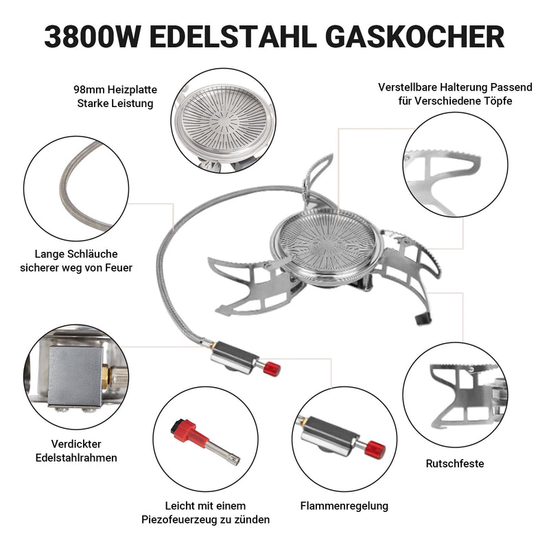 Load image into Gallery viewer, BULIN Camping Cooking Pot with Heat Exchanger 1.5L &amp; Burner Camping Gas Stove
