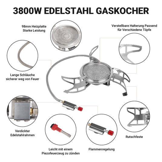 BULIN Camping Cooking Pot with Heat Exchanger 1.5L & Burner Camping Gas Stove