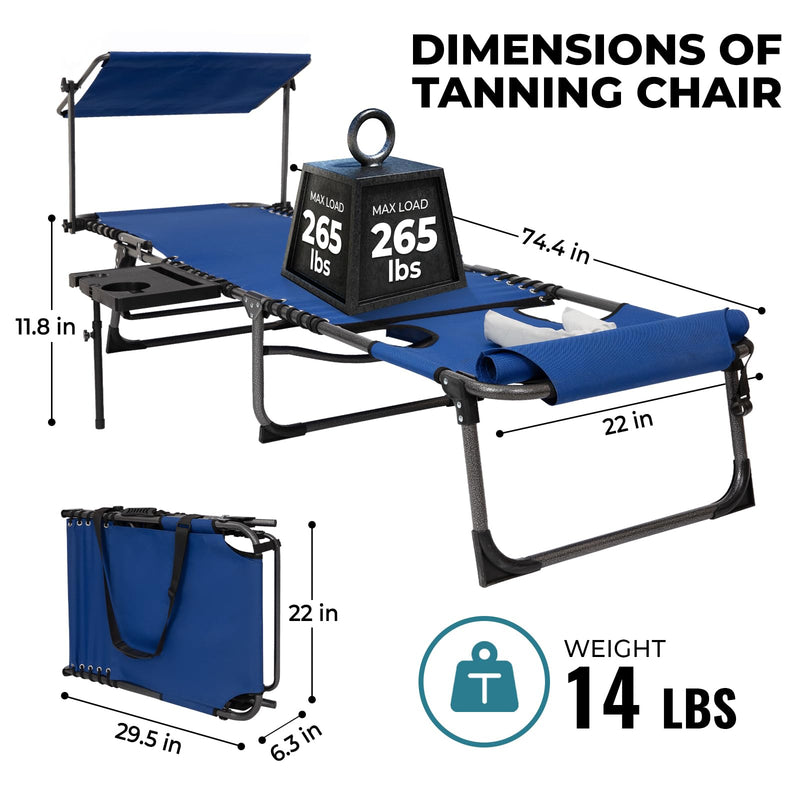 Load image into Gallery viewer, FUNDANGO 4-in-1 Adjustable Tanning Lounge Chair for Pool, Beach, Patio Blue
