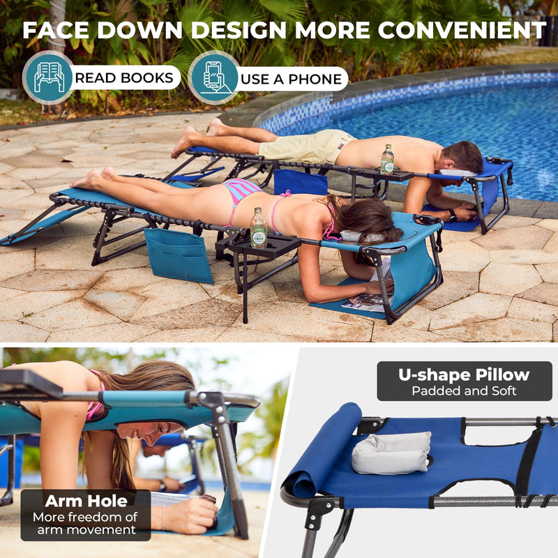 Load image into Gallery viewer, FUNDANGO 4-in-1 Adjustable Tanning Lounge Chair with Face Down Design
