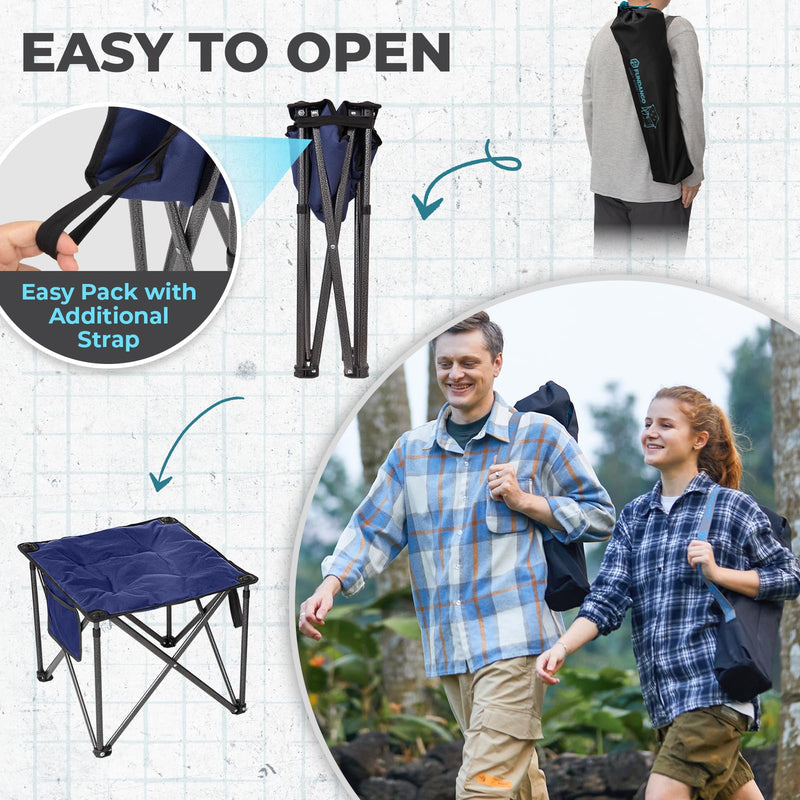 Load image into Gallery viewer, FUNDANGO Oversized Camping Stool – 18.1&quot; Wide Padded Seat, 400lb Capacity, Portable Foldable Stool for Fishing, Travel &amp; Outdoor
