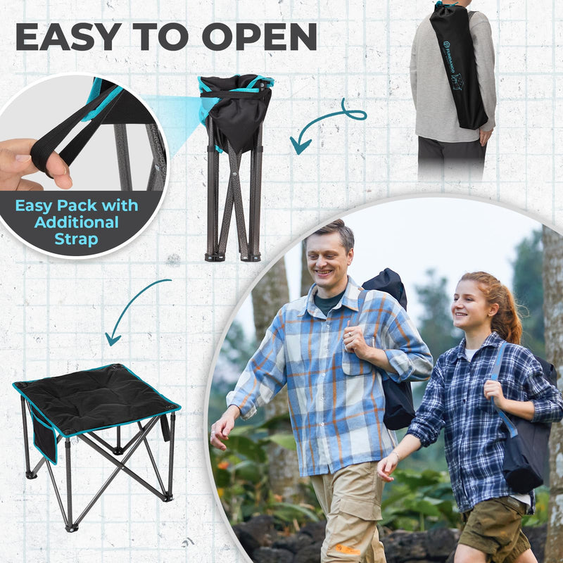 Load image into Gallery viewer, FUNDANGO Oversized Camping Stool – 18.1&quot; Wide Padded Seat, 400lb Capacity, Portable Foldable Stool for Fishing, Travel &amp; Outdoor
