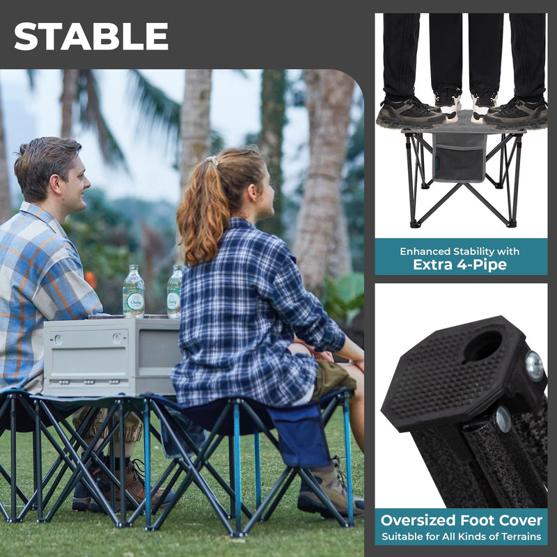 Load image into Gallery viewer, FUNDANGO Oversized Camping Stool – 18.1&quot; Wide Padded Seat, 400lb Capacity, Portable Foldable Stool for Fishing, Travel &amp; Outdoor
