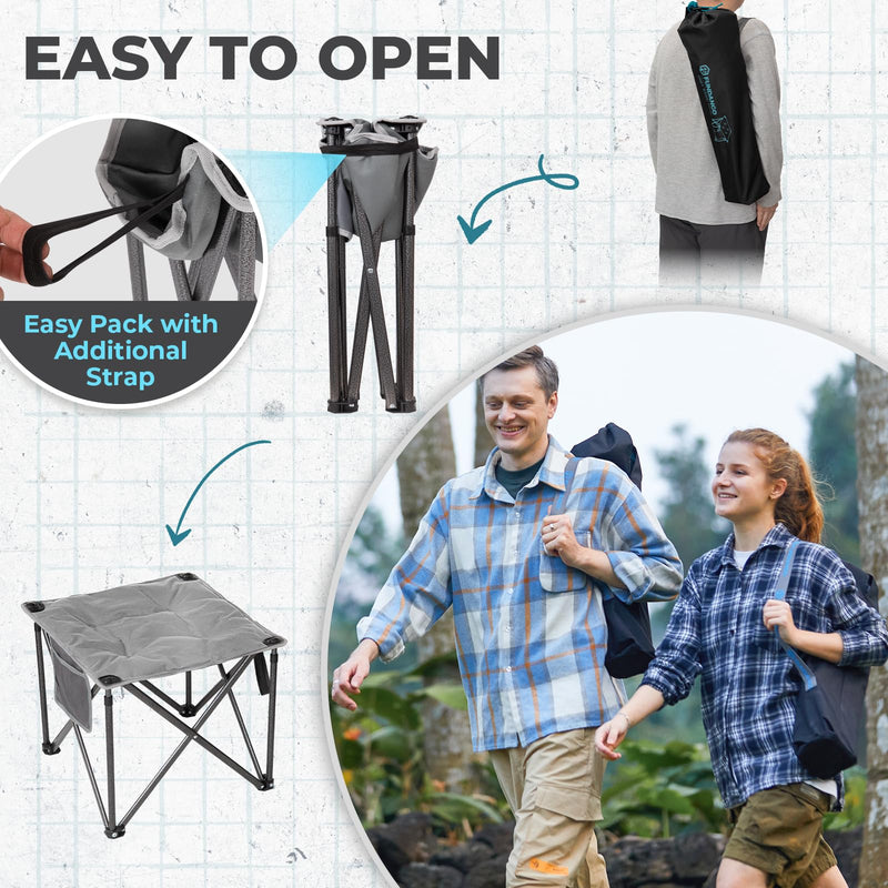 Load image into Gallery viewer, FUNDANGO Oversized Camping Stool – 18.1&quot; Wide Padded Seat, 400lb Capacity, Portable Foldable Stool for Fishing, Travel &amp; Outdoor
