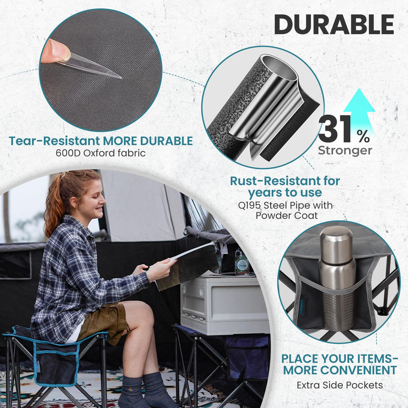 Load image into Gallery viewer, FUNDANGO Oversized Camping Stool – 18.1&quot; Wide Padded Seat, 400lb Capacity, Portable Foldable Stool for Fishing, Travel &amp; Outdoor
