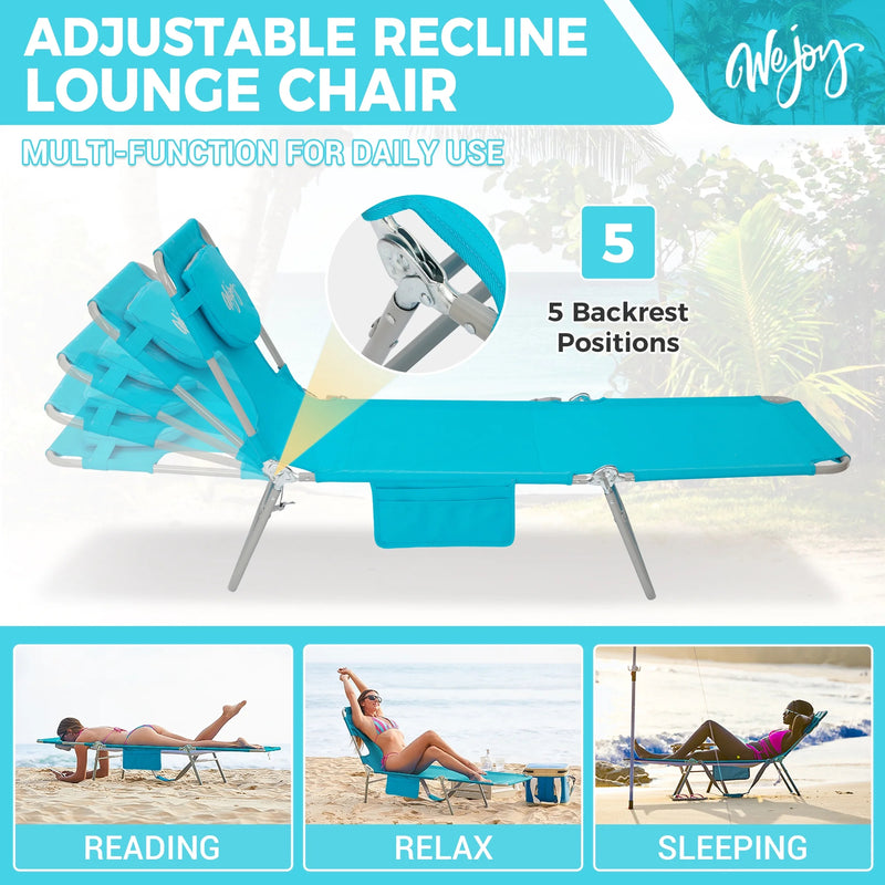 Load image into Gallery viewer, WEJOY Premium 5 Backrest Position Adjustable Chaise Lounge Tanning SunBathing Lounge Chair
