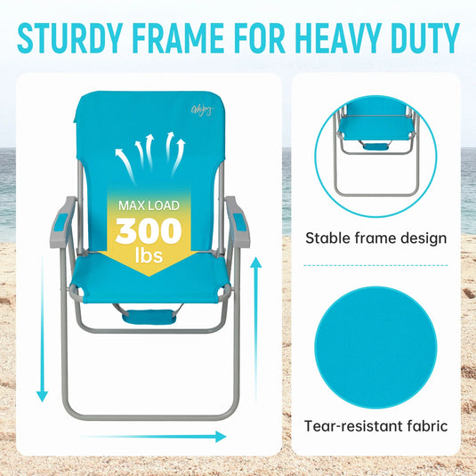WEJOY High Back Beach Chairs with Hard Armrest