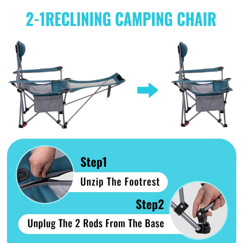 Load image into Gallery viewer, WEJOY 4-Position Reclining Camp Chair
