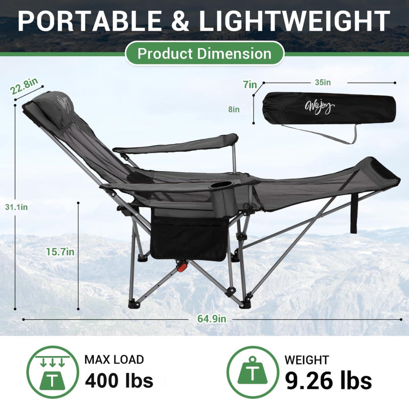 Load image into Gallery viewer, WEJOY 4-Position Reclining Camp Chair Portable and Lightweight
