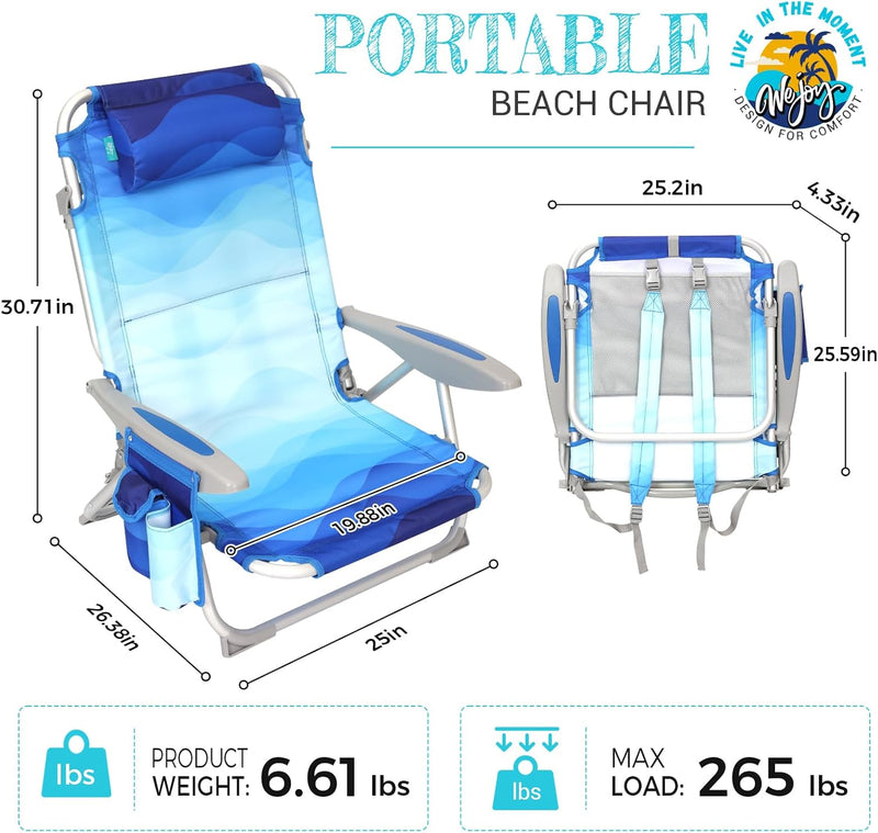 Load image into Gallery viewer, WEJOY Folding Beach Chair for Adults – 4-Position Adjustable
