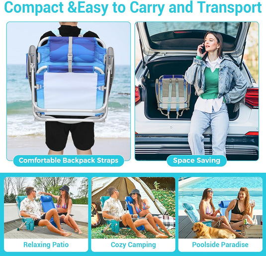 WEJOY Folding Beach Chair for Adults – 4-Position Adjustable