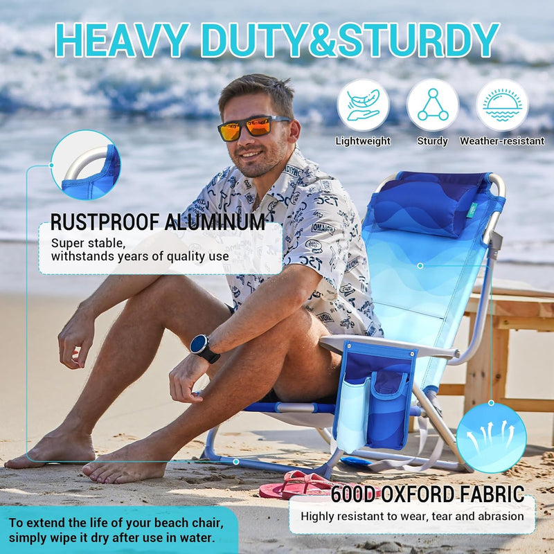 Load image into Gallery viewer, WEJOY Folding Beach Chair for Adults – 4-Position Adjustable
