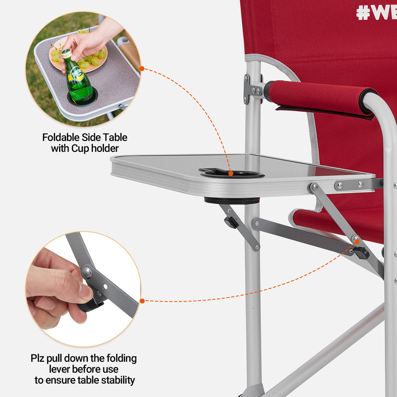 Load image into Gallery viewer, WEJOY Premium Director&#39;s Camping Chair – Heavy Duty 264lb Capacity with Side Table &amp; Umbrella Holder
