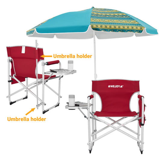 WEJOY Premium Director's Camping Chair – Heavy Duty 264lb Capacity with Side Table & Umbrella Holder