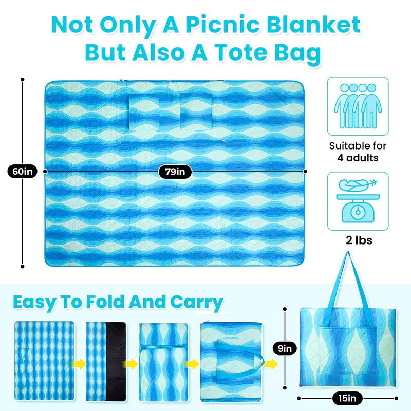 Load image into Gallery viewer, WEJOY Waterproof Picnic Blanket – Sandproof Beach Mat for 4 Adults
