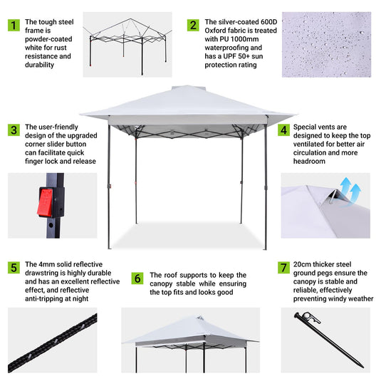 FUNDANGO 10x10ft Pop Up Outdoor Canopy Tent Sun Shelter Tent