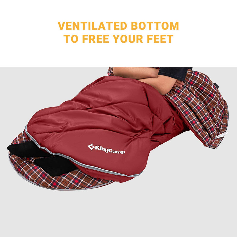 Load image into Gallery viewer, KingCamp FREESPACE 250 3-Season Plus Size Flannel Sleeping Bag Red

