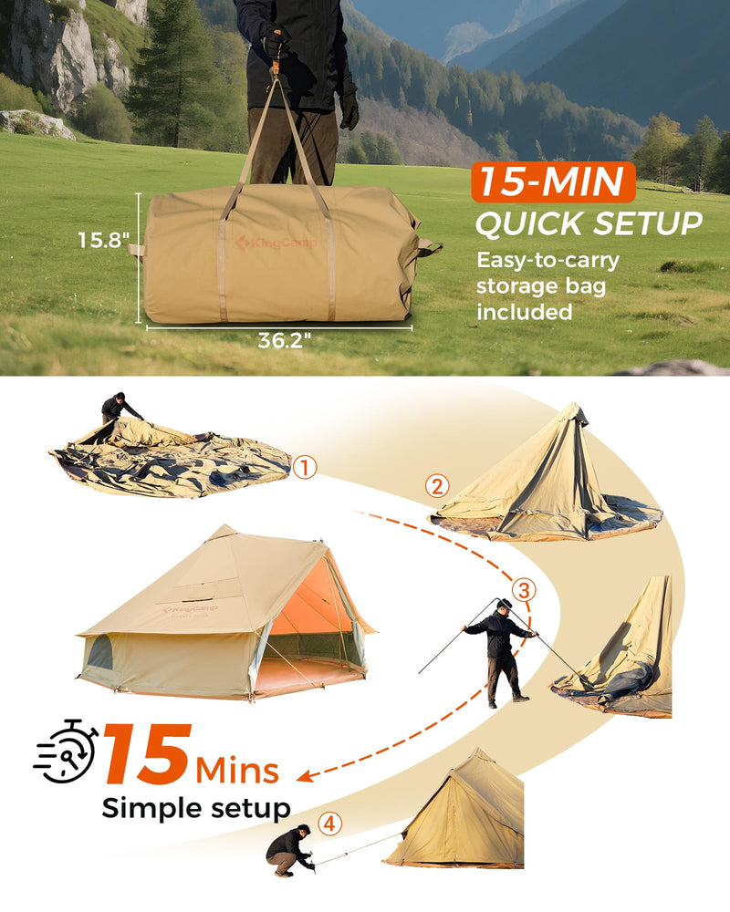 Load image into Gallery viewer, KingCamp KHAN 400 Canvas Bell Tents
