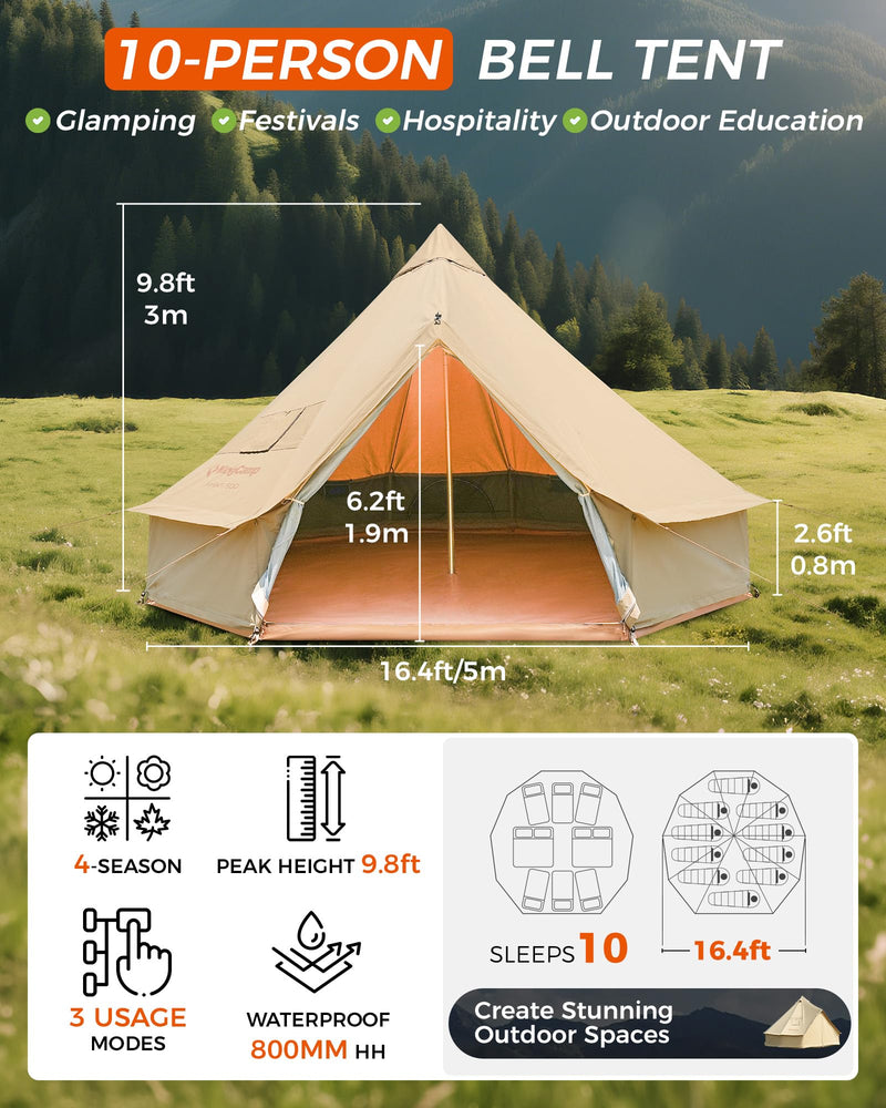 Load image into Gallery viewer, KingCamp KHAN 8-10 Person Camping Hot Tent
