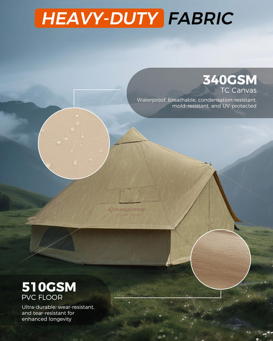 KingCamp KHAN 500 Canvas Bell Tents Spacious Hot Tent