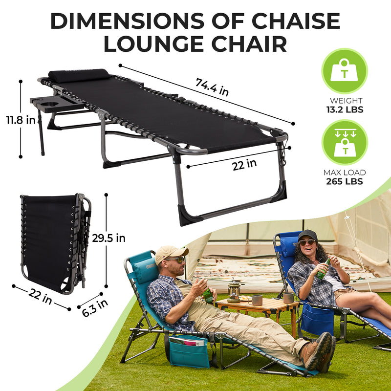 Load image into Gallery viewer, FUNDANGO Outdoor Folding Chaise Lounge Chair with Side Table
