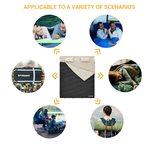 FUNDANGO COMFORT 200D Double Sleeping Bag with Hood