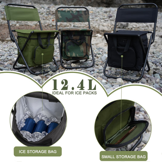 FUNDANGO 2 Pack Portable Foldable Camping Chair with Cooler Bag
