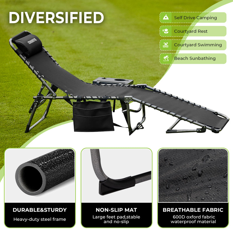 Load image into Gallery viewer, FUNDANGO Outdoor Folding Chaise Lounge Chair with Side Table
