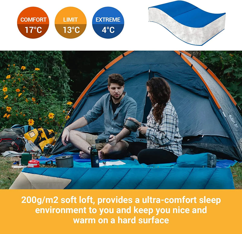 Load image into Gallery viewer, FUNDANGO COMFORT 200D Double Sleeping Bag with Hood
