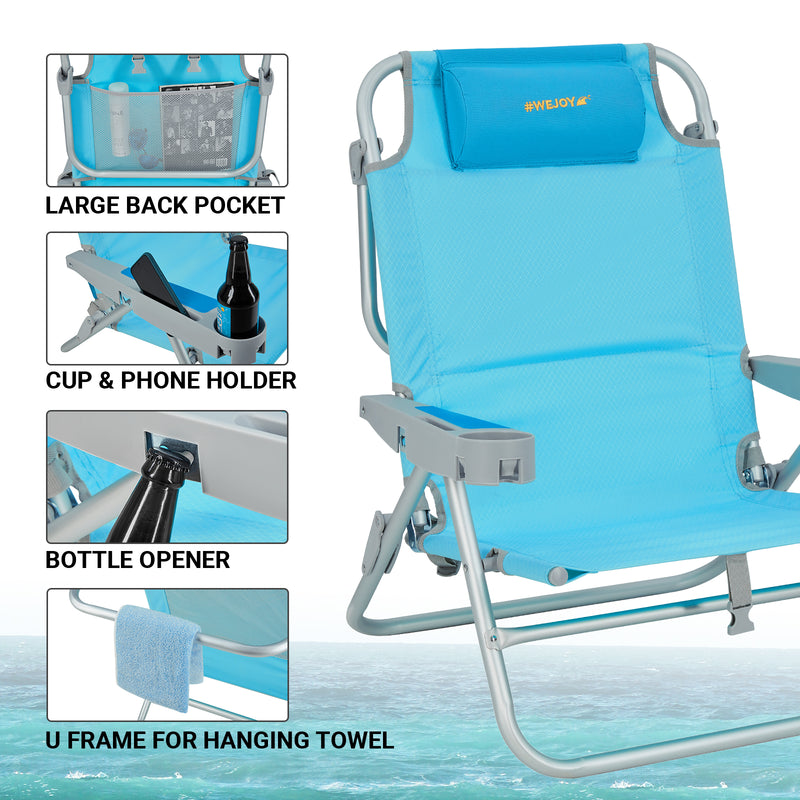 Load image into Gallery viewer, WEJOY Adjustable 5-Position Reclining Beach Chair
