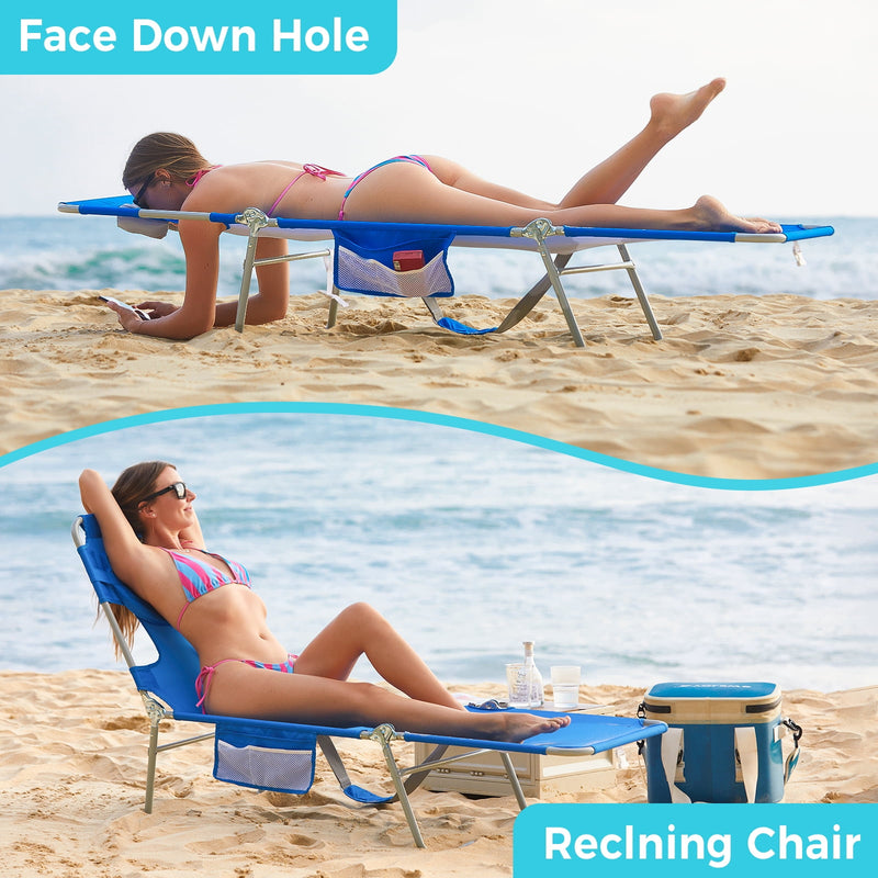 Load image into Gallery viewer, WEJOY Folding Adjustable Back Fabric Beach Lounger
