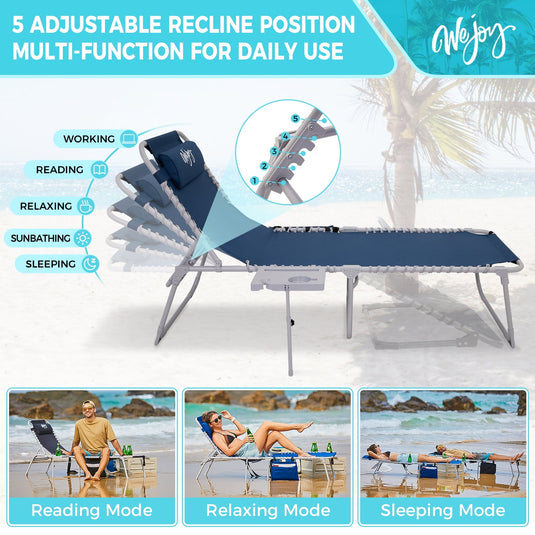 WEJOY Classic Lounge Chair Plus Beach Chair