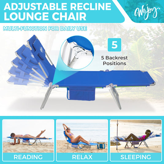 WEJOY Folding Adjustable Back Fabric Beach Lounger