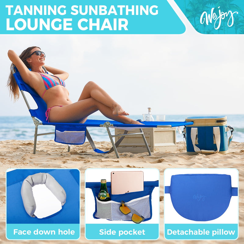 Load image into Gallery viewer, WEJOY Folding Adjustable Back Fabric Beach Lounger
