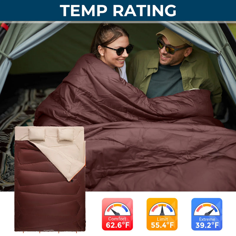 Load image into Gallery viewer, FUNDANGO COMFORT 200D Double Sleeping Bag with Hood
