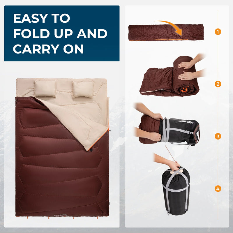 Load image into Gallery viewer, FUNDANGO COMFORT 200D Double Sleeping Bag with Hood
