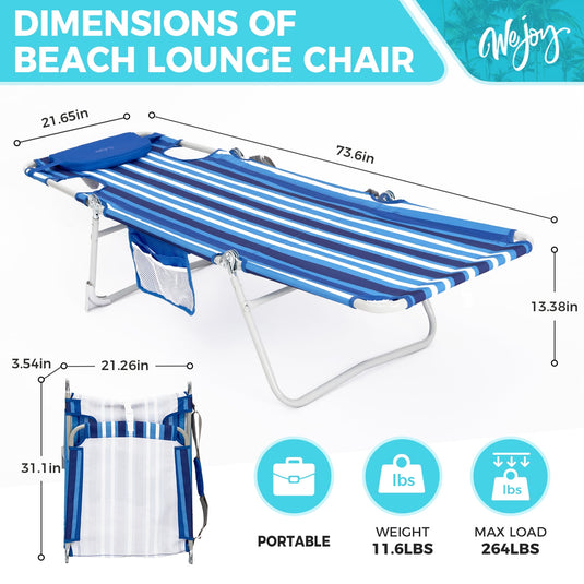 WEJOY Folding Adjustable Back Fabric Beach Lounger