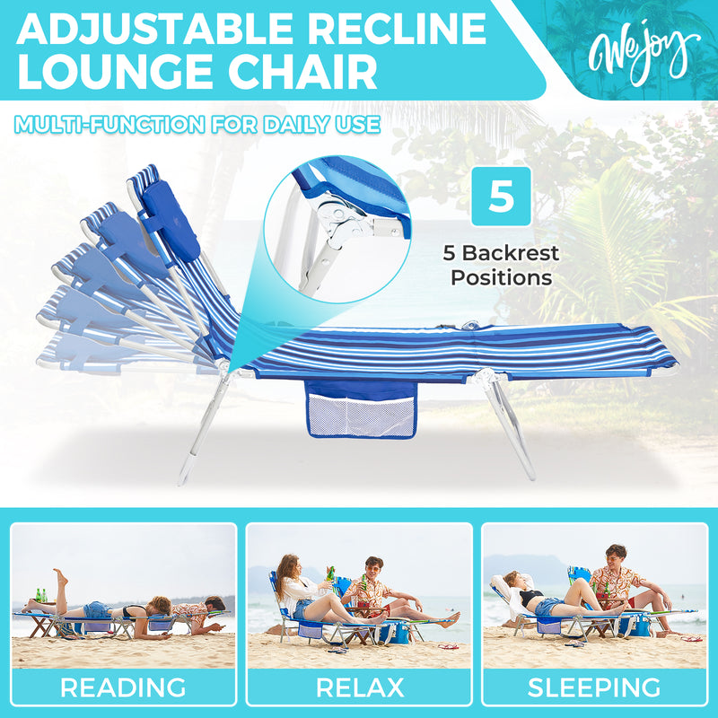 Load image into Gallery viewer, WEJOY Folding Adjustable Back Fabric Beach Lounger
