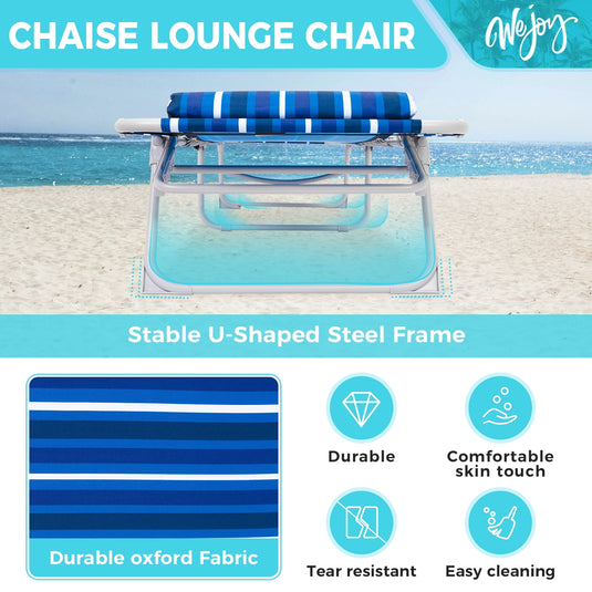 WEJOY Folding Adjustable Back Fabric Beach Lounger