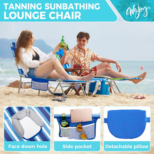 WEJOY Folding Adjustable Back Fabric Beach Lounger