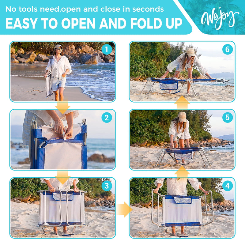 Load image into Gallery viewer, WEJOY Folding Adjustable Back Fabric Beach Lounger
