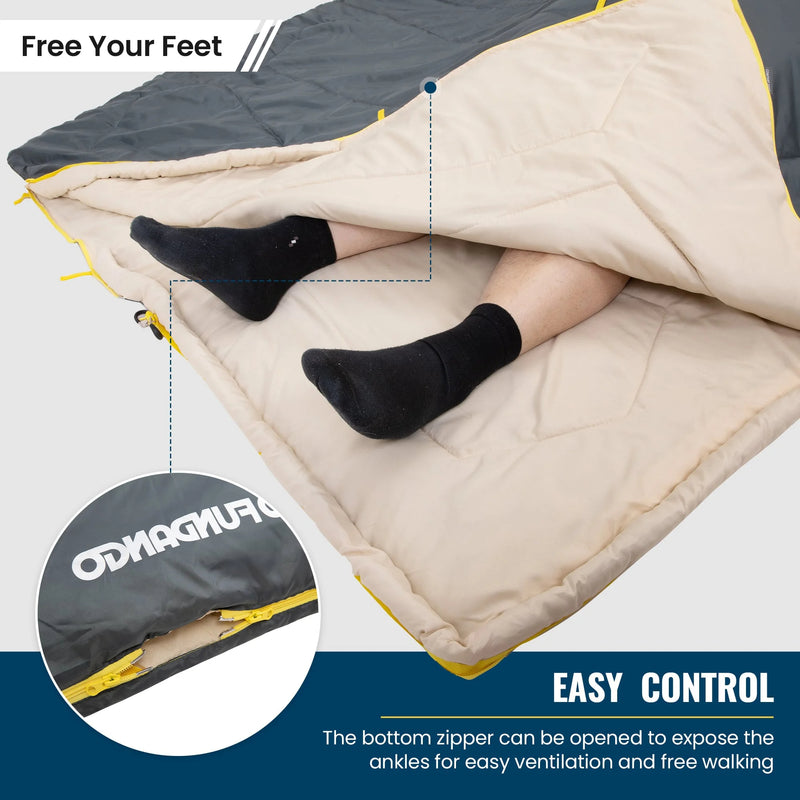 Load image into Gallery viewer, FUNDANGO COMFORT 200D Double Sleeping Bag with Hood
