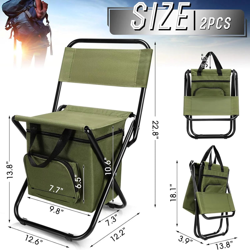 Load image into Gallery viewer, FUNDANGO 2 Pack Portable Foldable Camping Chair with Cooler Bag
