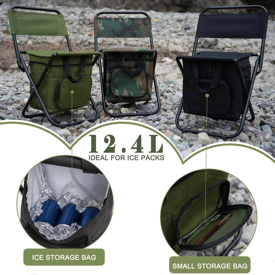 FUNDANGO 2 Pack Portable Foldable Camping Chair with Cooler Bag