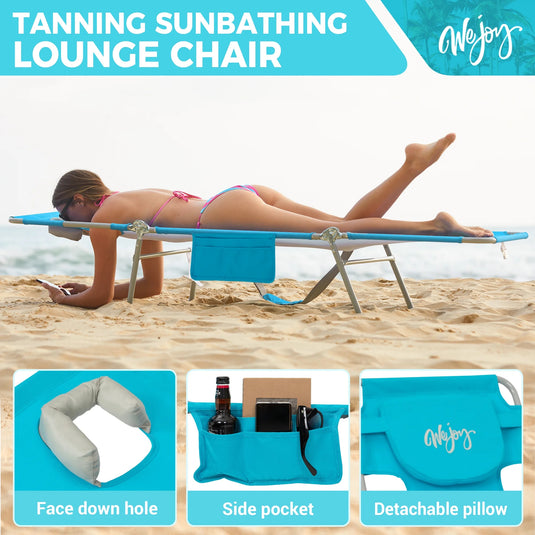 WEJOY Premium 5-Position Adjustable Chaise Lounge Tanning SunBathing Lounge Chair