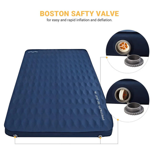 KingCamp Roll Up Camping Foam Pad Double Self-inflateble Pad Navy R Value 6.1